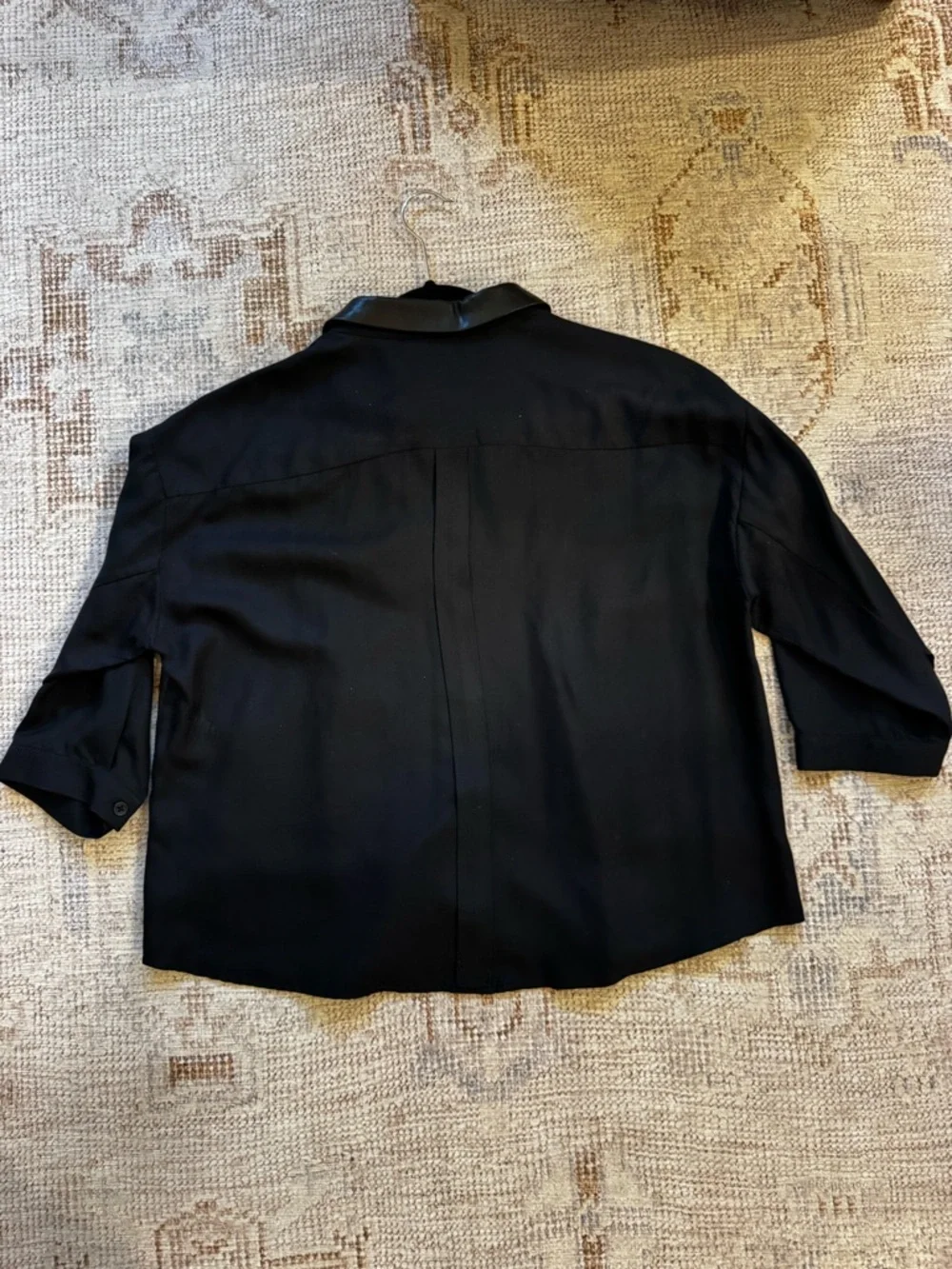 rag & bone Black Shirt with Faux Leather Collar - Picture 3 of 4